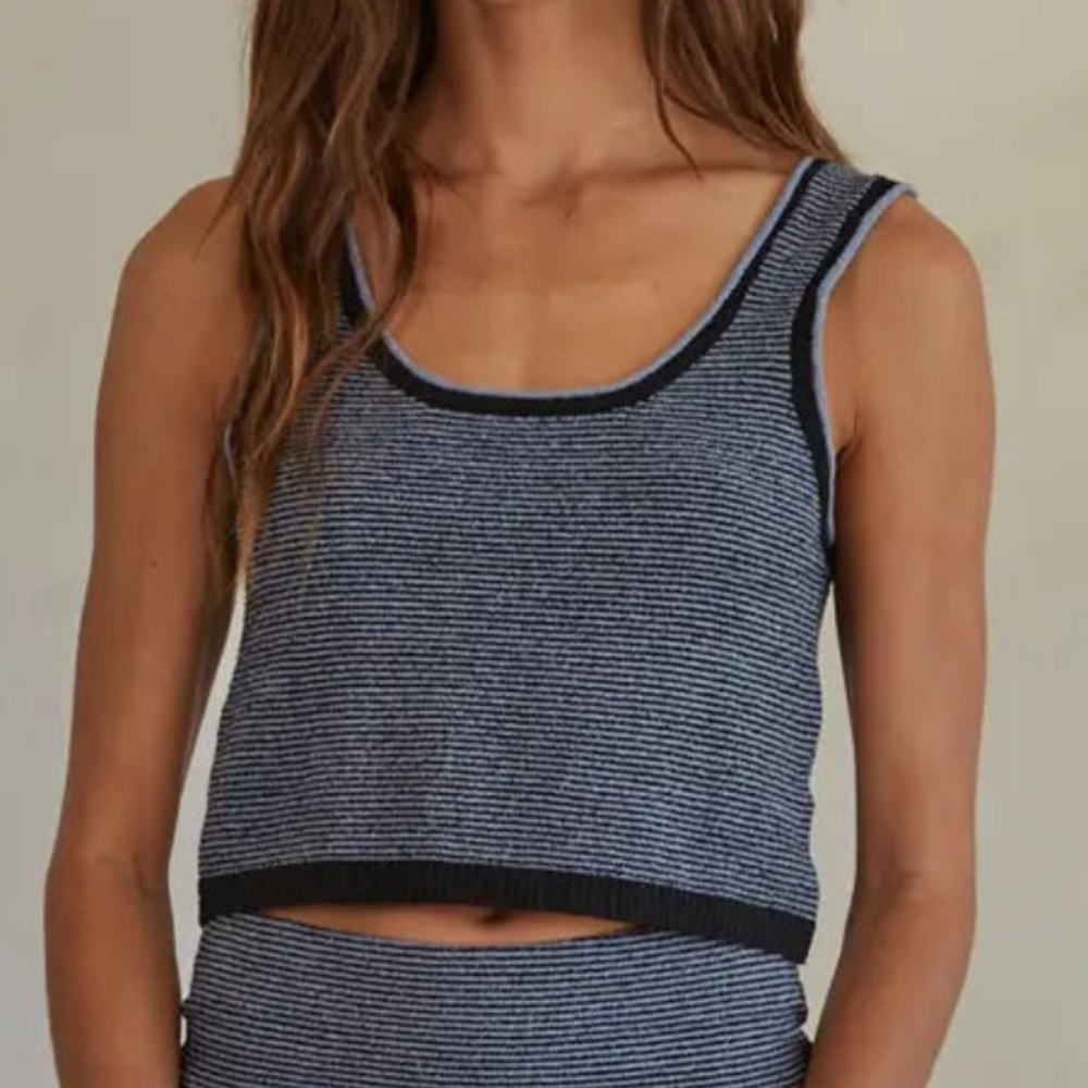 By Together Knit Sweater Striped Sleeveless Tank Top - Navy